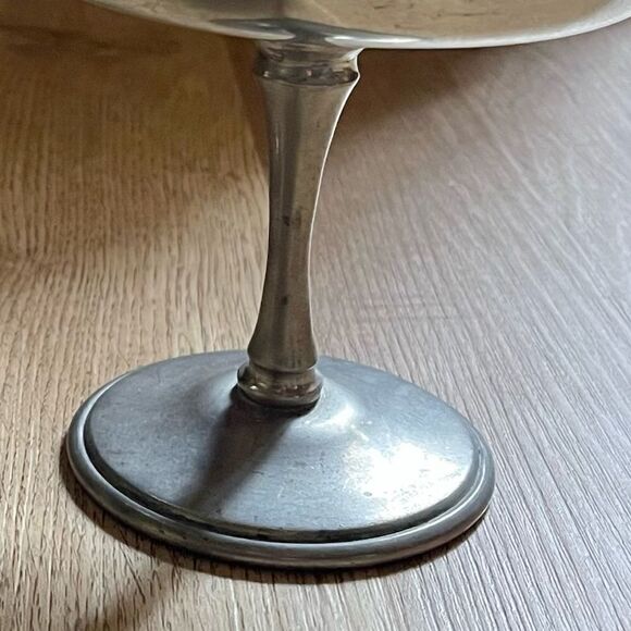 Vintage Pewter Octagon Rim Candle Holders Compote Dish Set of 2 - Picture 15 of 16